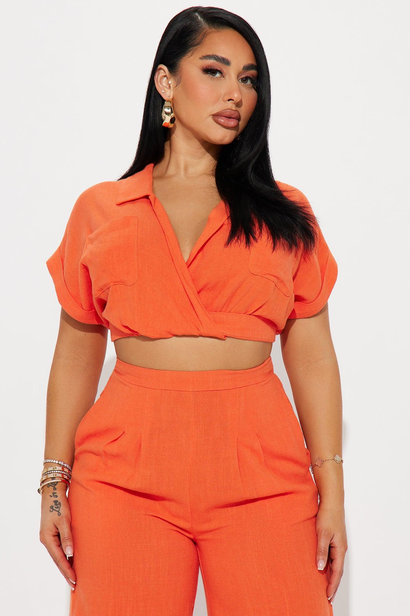 Andrea Linen Pant Set - Orange Product Image