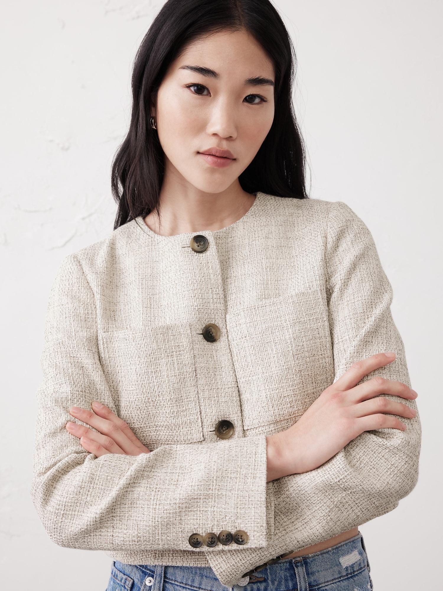 Collarless Cropped Jacket Product Image