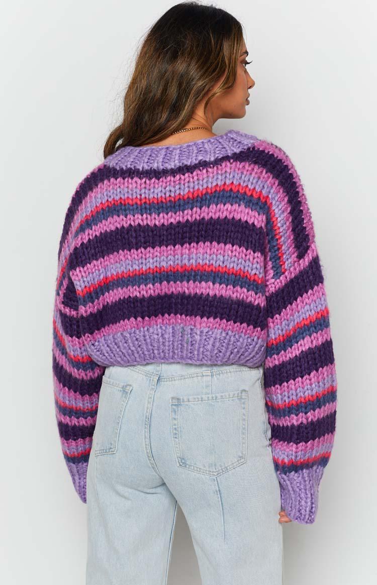 Belmont Stripe Sweater Purple Product Image