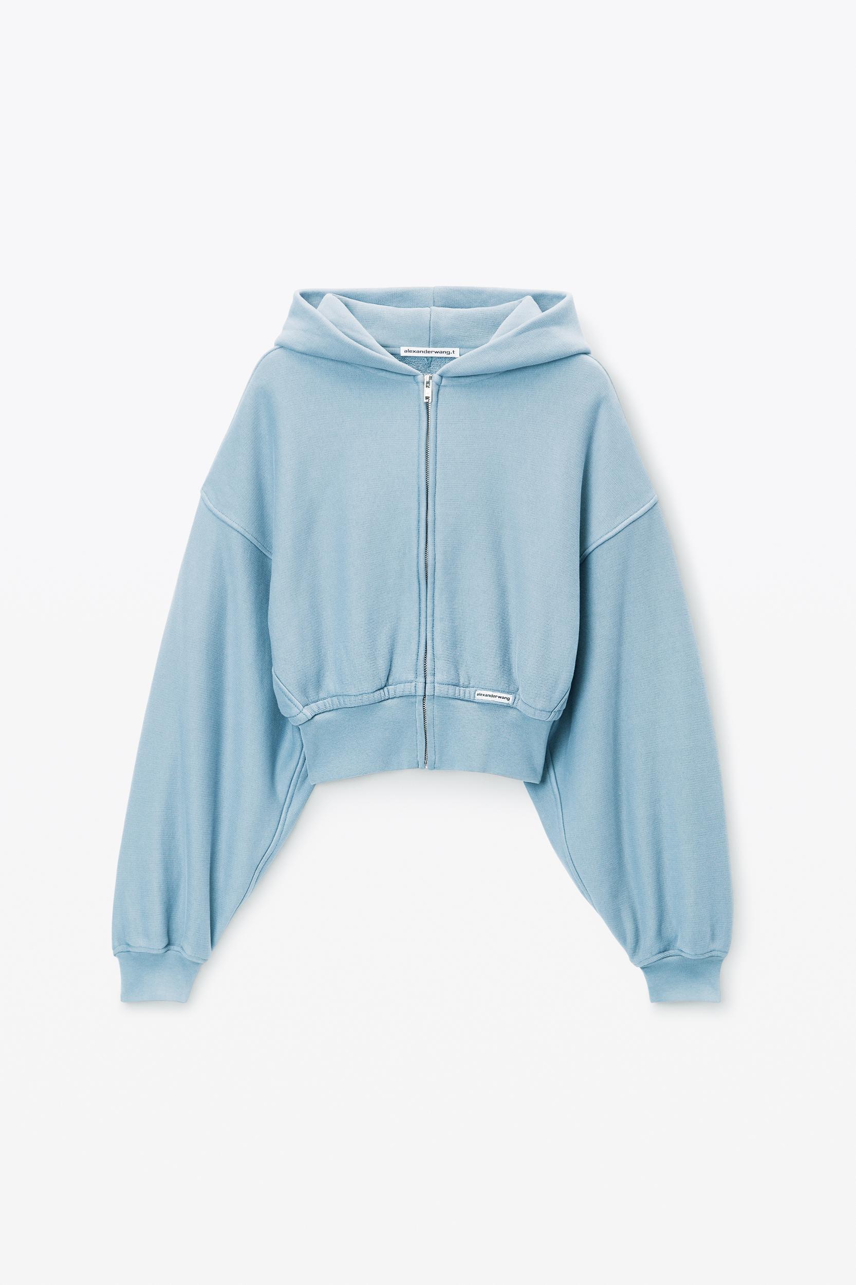 Light Blue Cropped Zip-up Hoodie Product Image