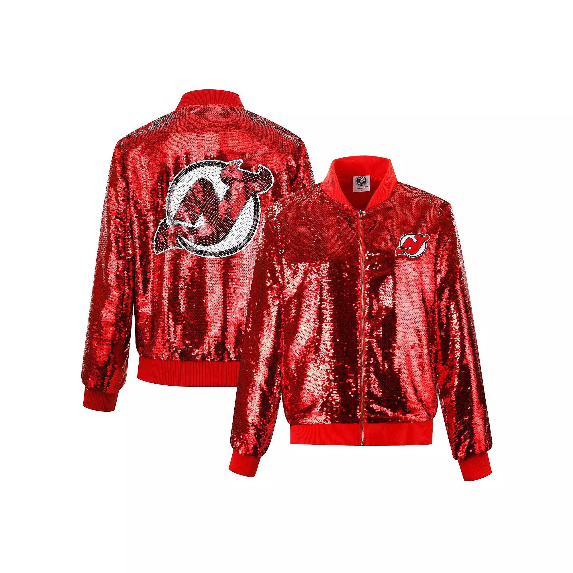 Women's Cuce Red New Jersey Devils Sequin Full-Zip Jacket,  Product Image