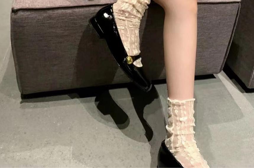 Floral Lace Trim Sheer Socks Product Image