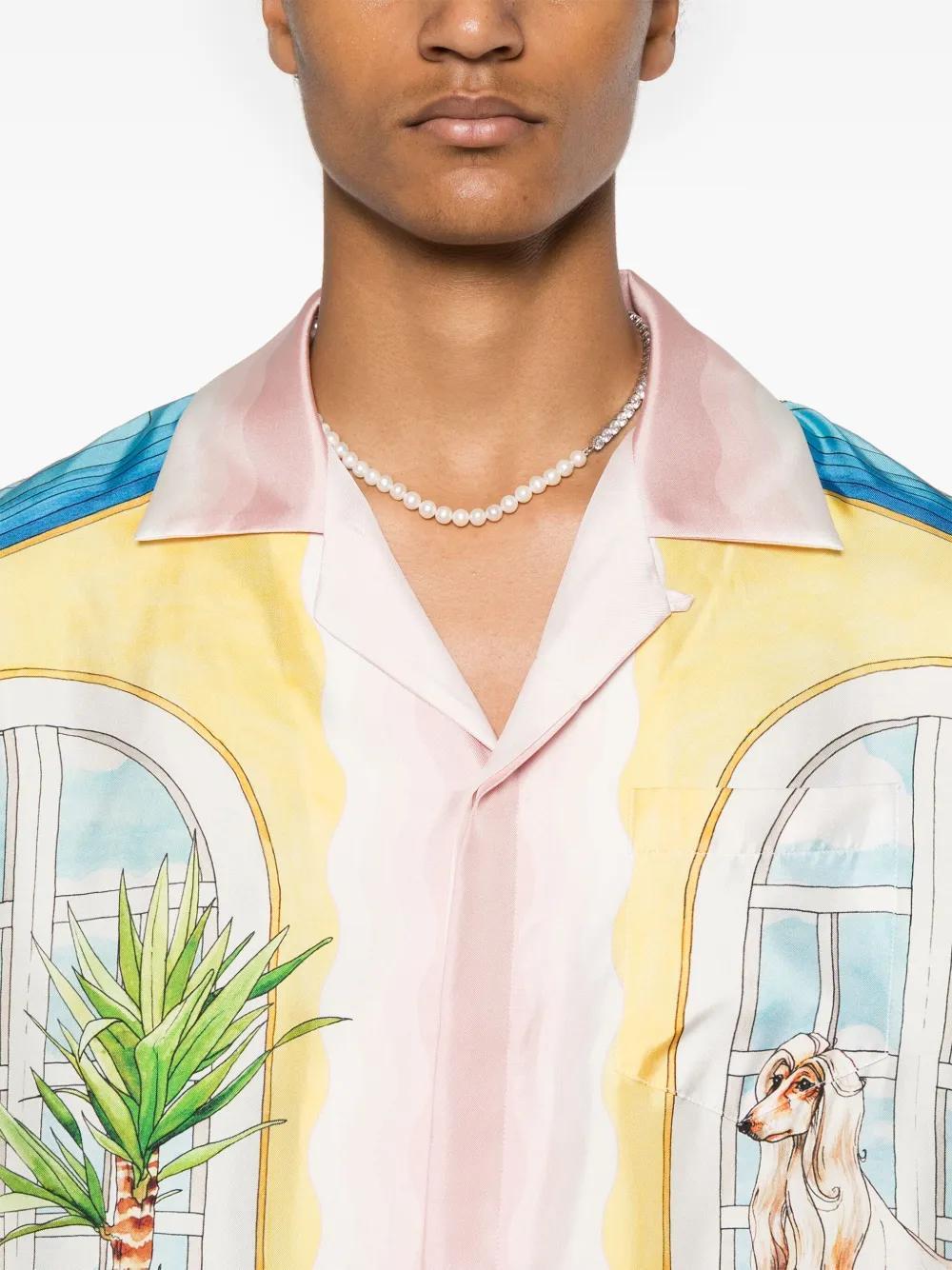 Apartement-print silk shirt Product Image