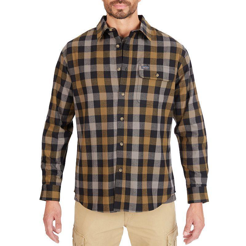 Mens Smiths Workwear Regular-Fit Plaid Two-Pocket Flannel Button-Down Shirt Grey Red Product Image