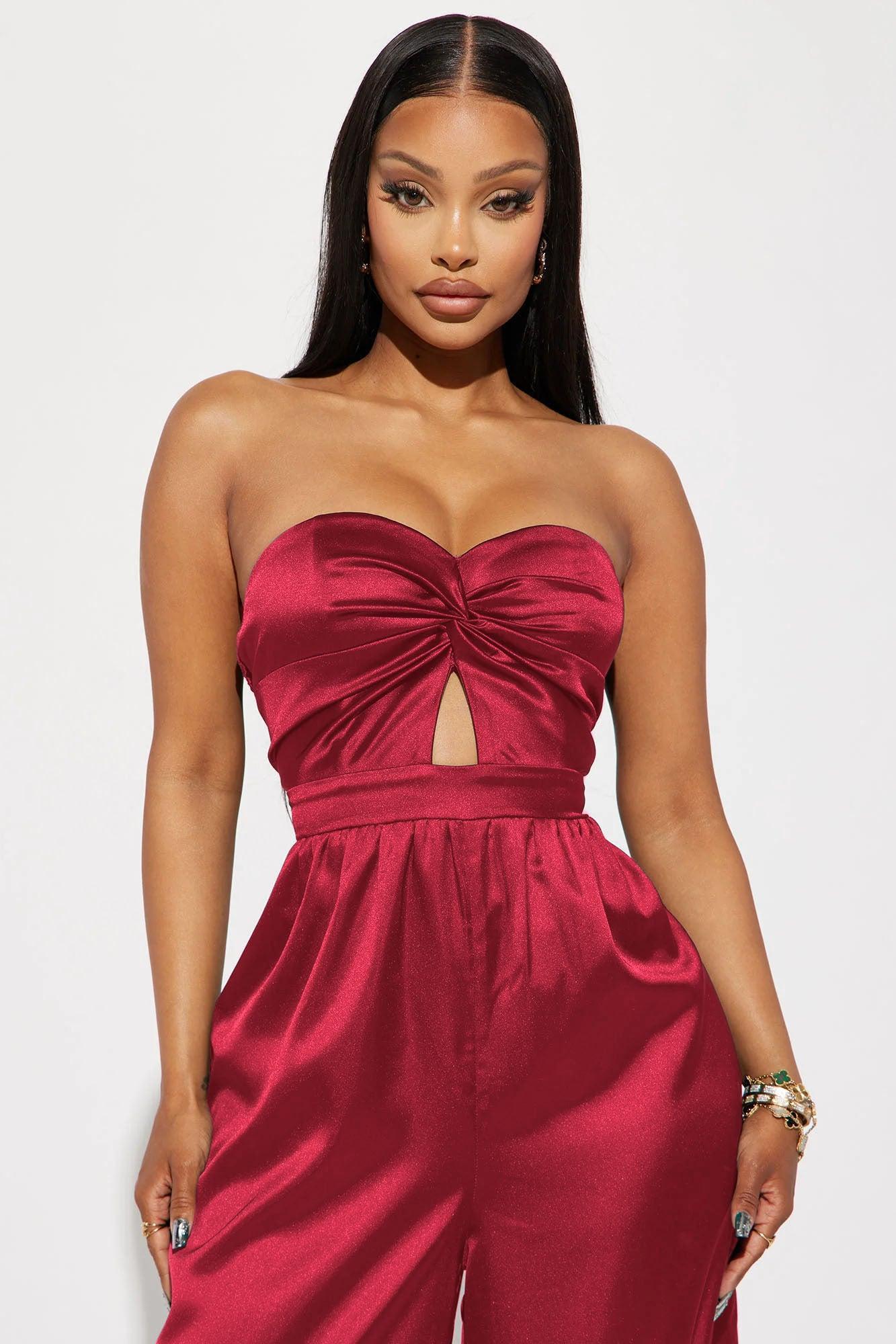 About Your Love Satin Jumpsuit - Wine Product Image