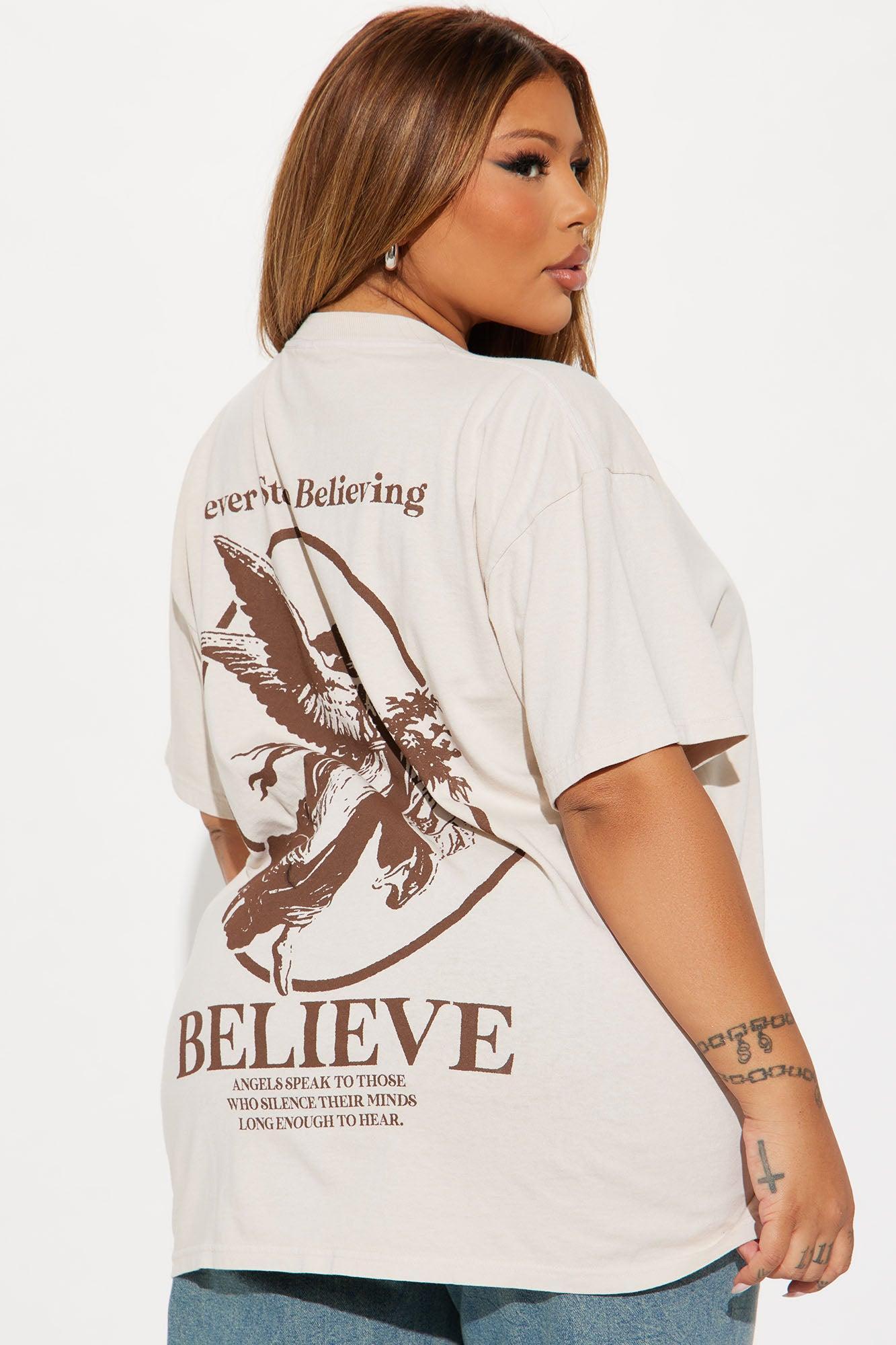 Never Stop Believing Graphic Tee - Taupe/combo Product Image