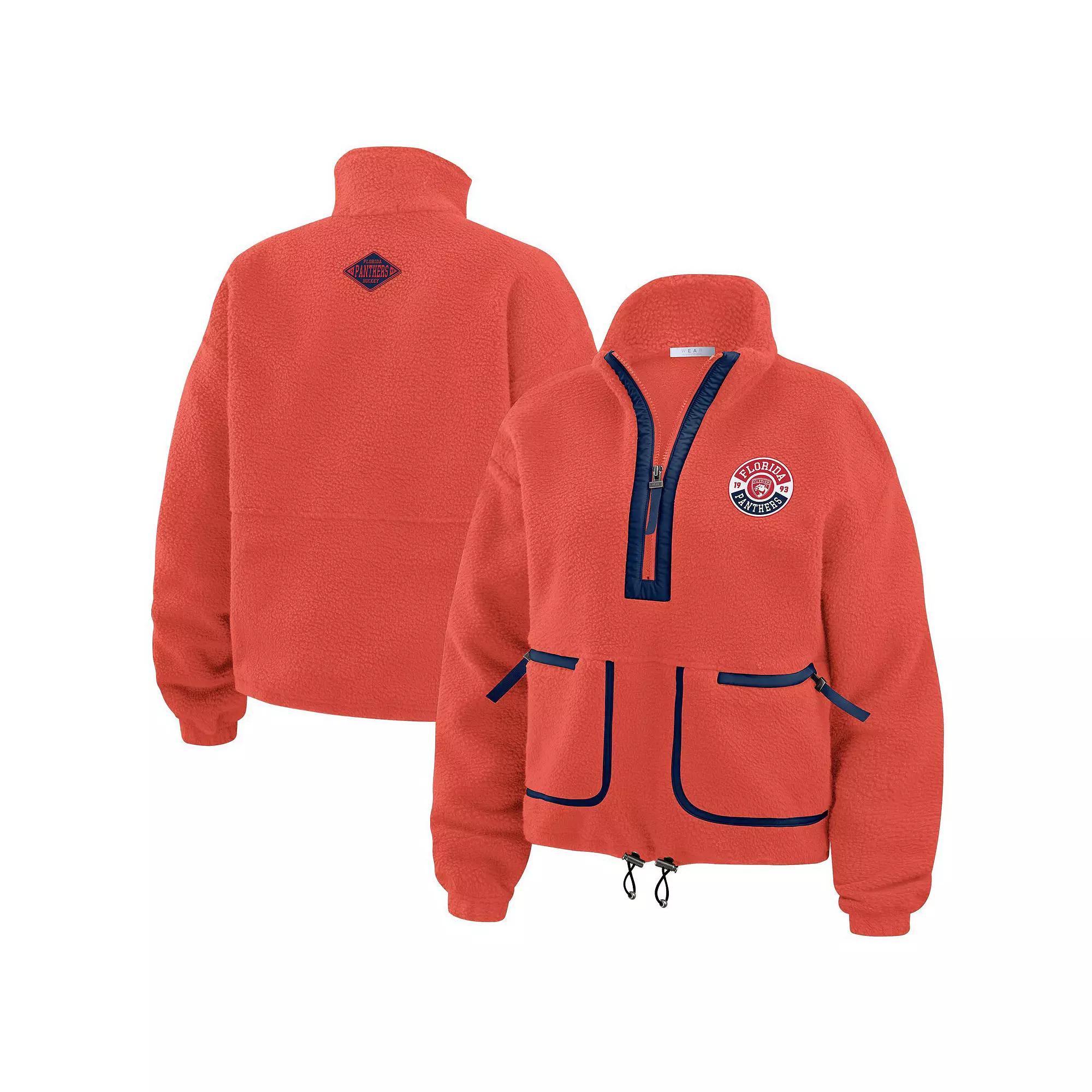 Women's WEAR by Erin Andrews Red Florida Panthers Polar Fleece Half-Zip Jacket,  Product Image