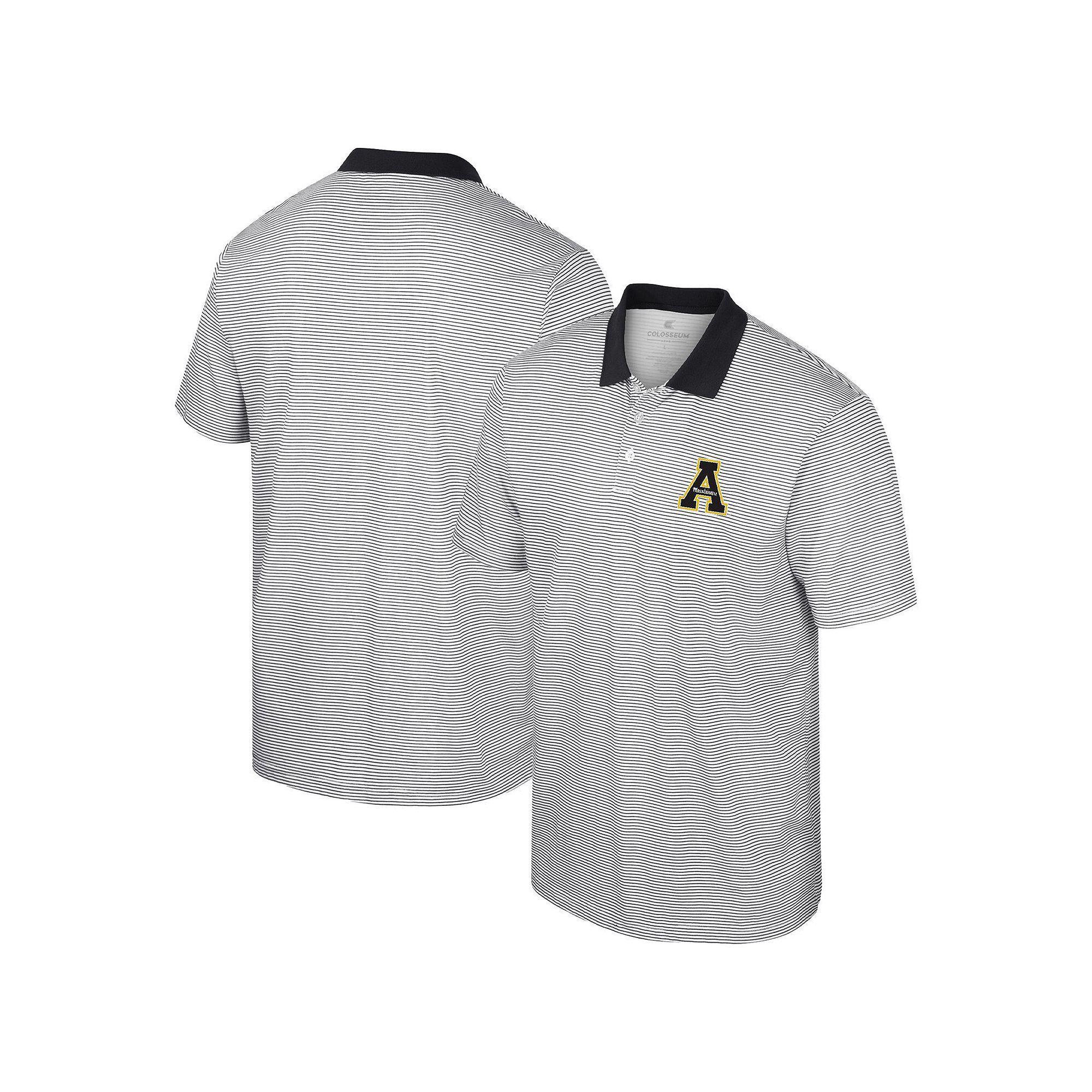 Men's Colosseum White/Black Appalachian State Mountaineers Print Stripe Polo,  Product Image