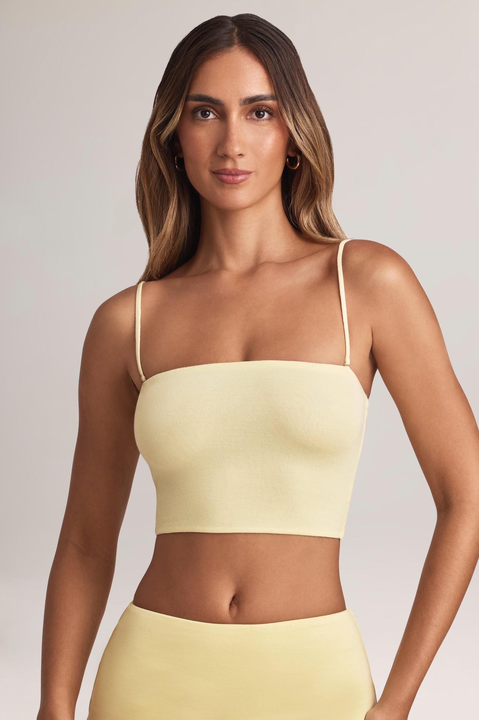 Modal Strapless Crop Top in Lemon Sherbet Product Image