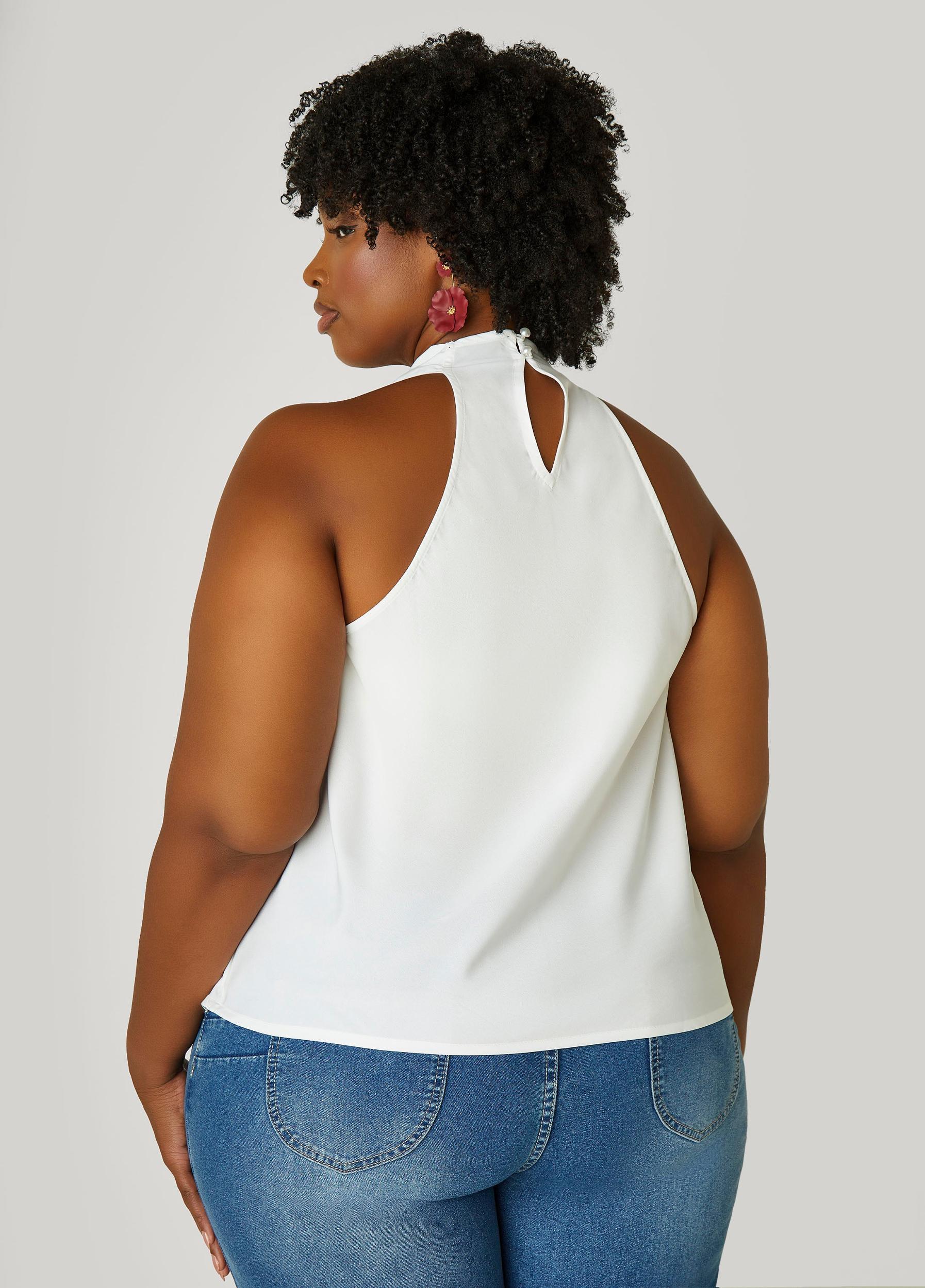 Plus Size Satin Cowl Neck Top Ashley Stewart Product Image