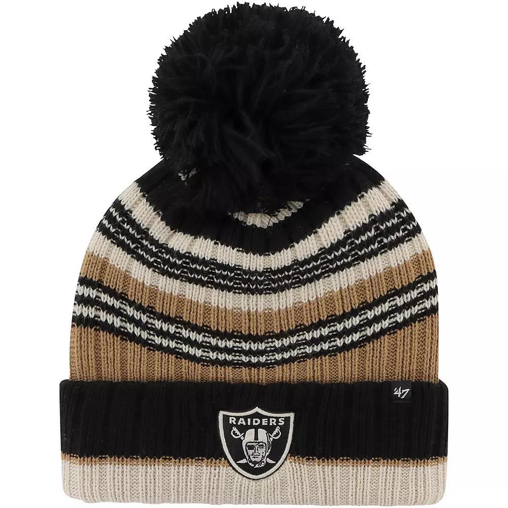 Women's '47 Natural Las Vegas Raiders Barista Cuffed Knit Hat with Pom, Lvr Beige Product Image