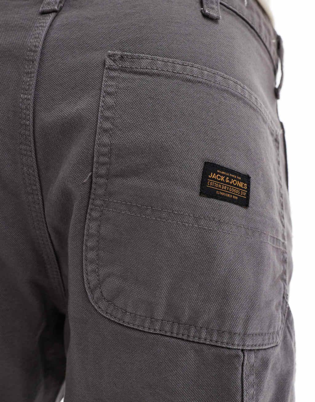 Jack & Jones eddie carpenter pants in washed gray  Product Image