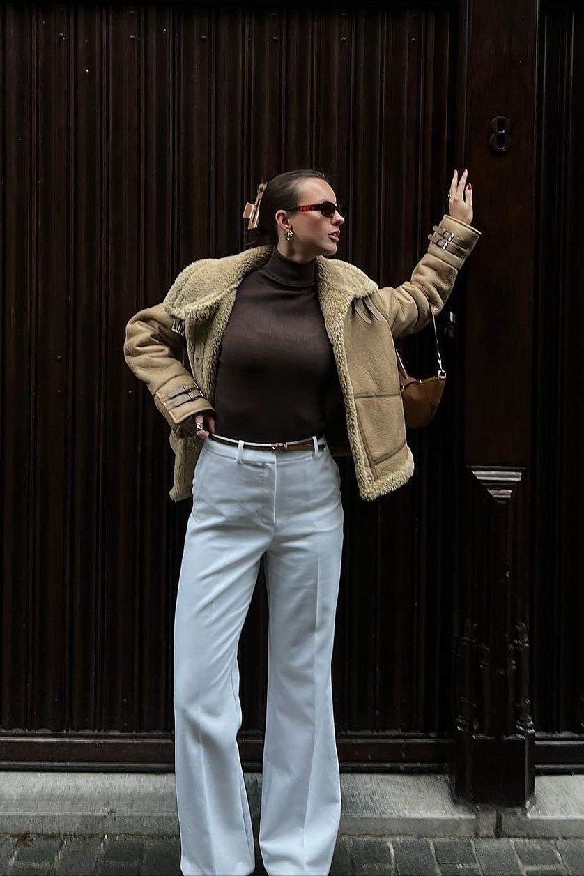 Shearling Jacket Beige Product Image