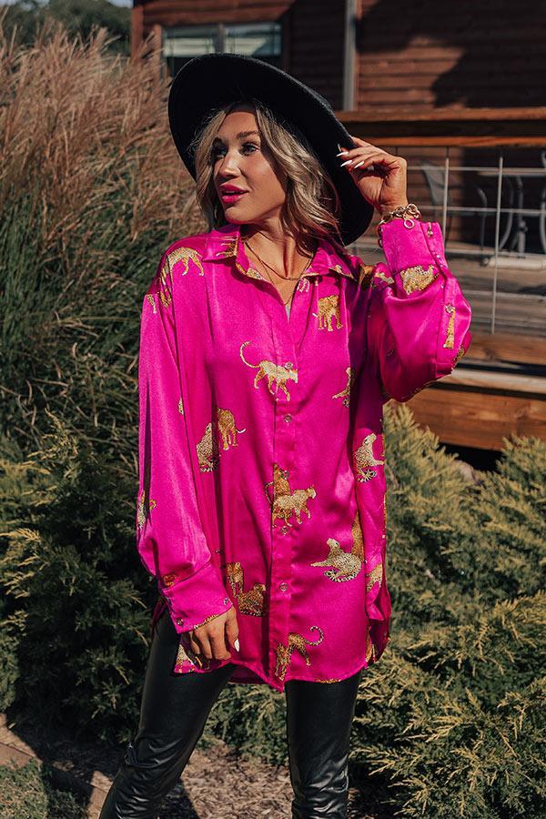 On The PR List Button Up In Fuchsia Product Image