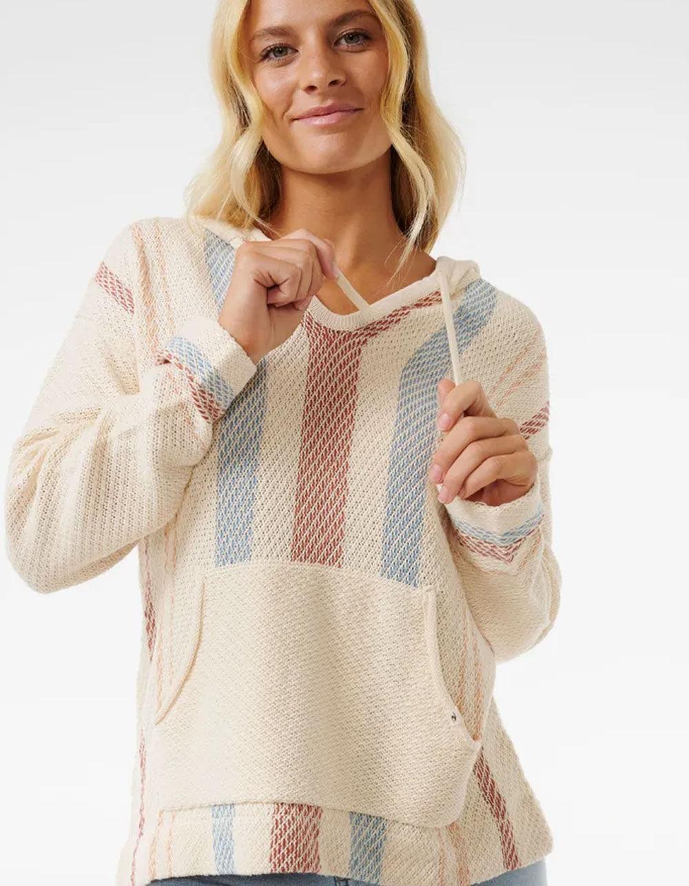 RIP CURL High Tide Womens Stripe Poncho Hoodie Product Image