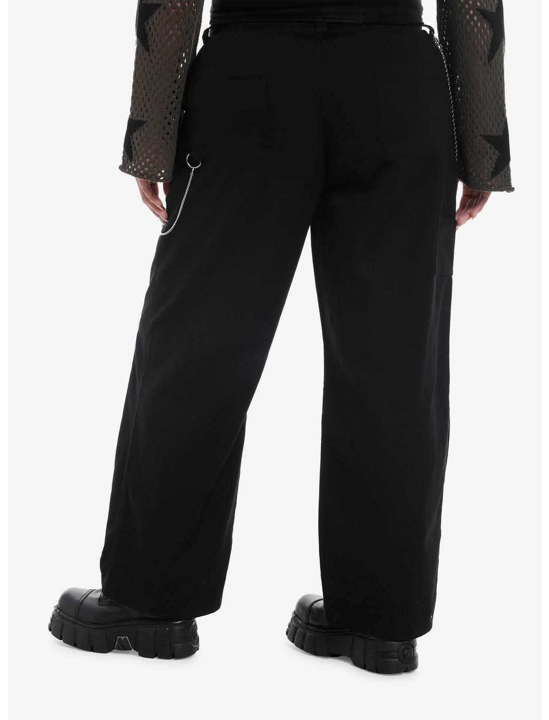 Black Grommet Side Chain Carpenter Pants Plus Size Product Image