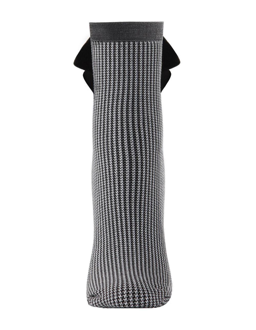 MEMOI Houndstooth Faux Pearl Accent Womens Anklet Socks - BLACK Product Image