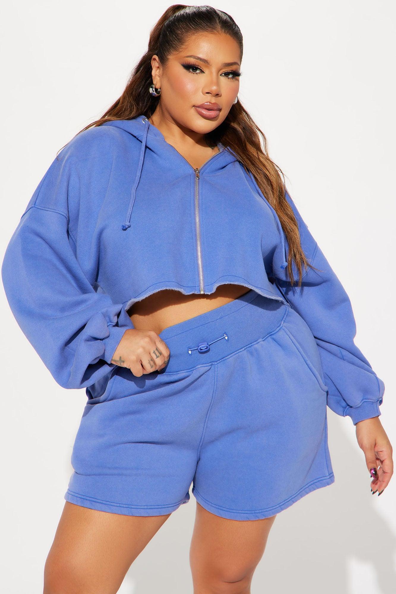 On The Go Fleece Short Set - Blue Product Image