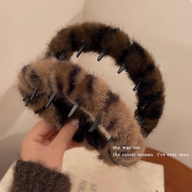 Leopard Print Fluffy Headband Product Image