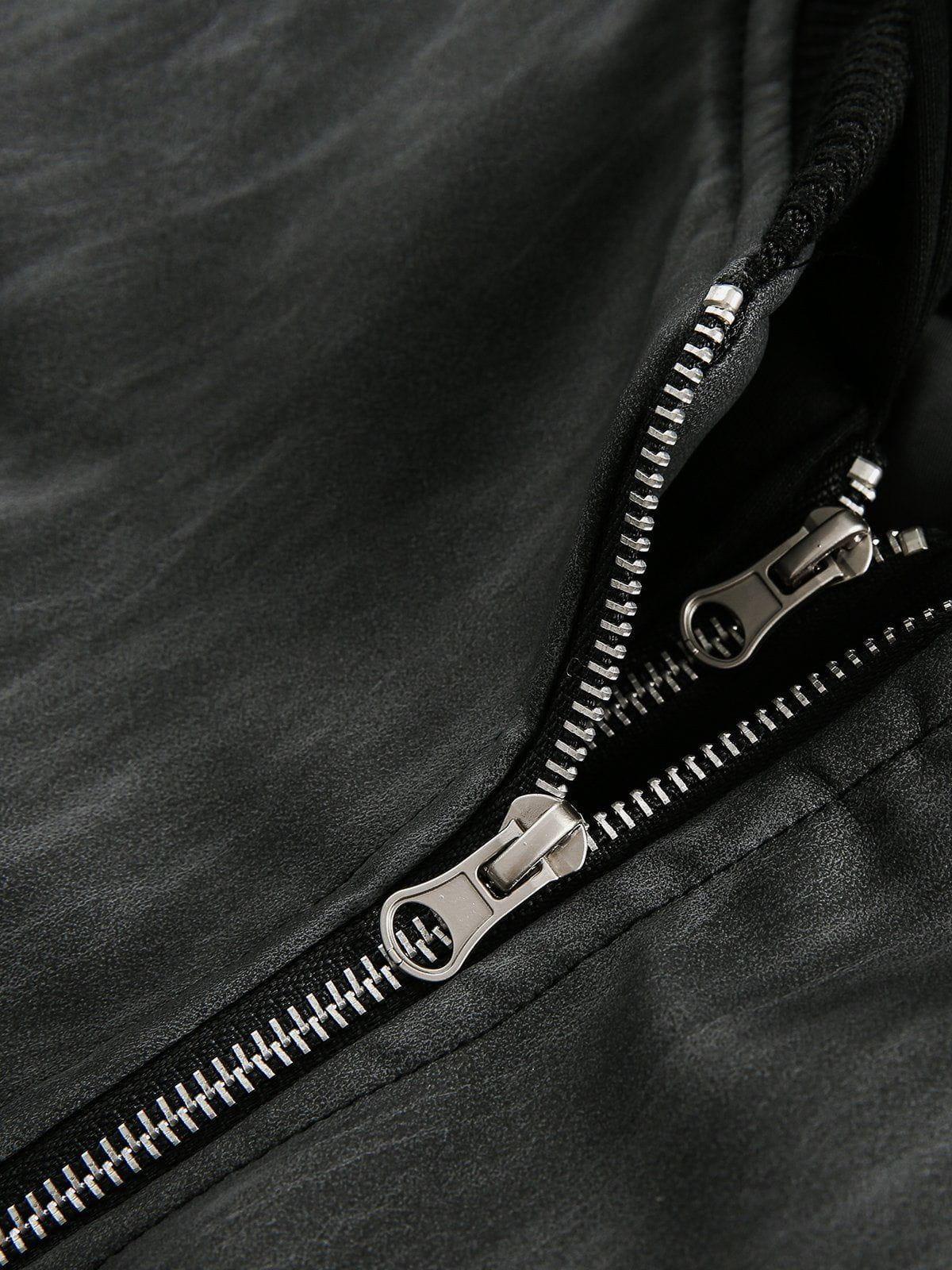 Aelfric Eden Two Layer Faux Leather Bomber Jacket Product Image