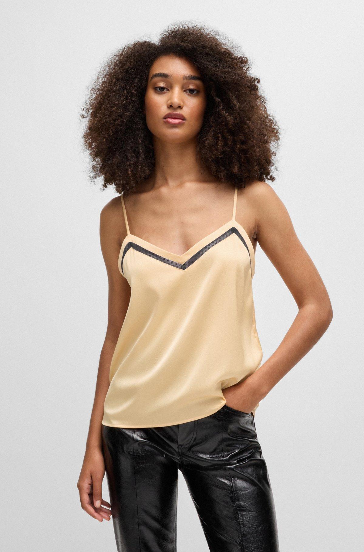 Hammered-satin camisole with lace insert Product Image