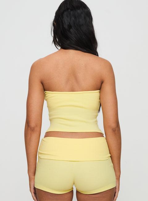 Baseline Strapless Rib Top Yellow Product Image