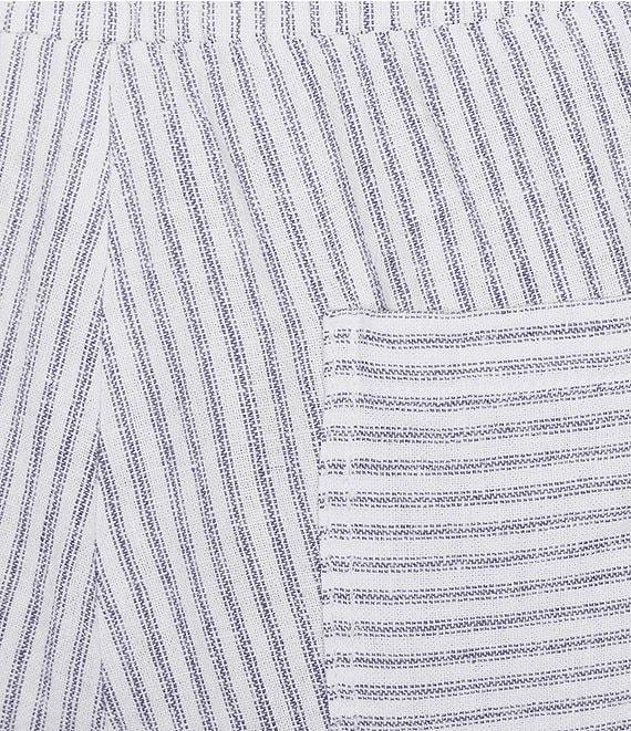 Westbound Plus Size Blue White Stripe Crop Linen Blend Pants Product Image