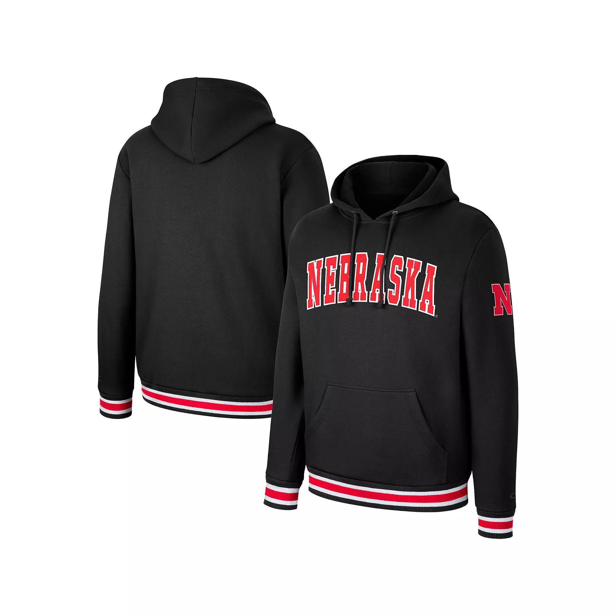 Men's Colosseum Black Nebraska Huskers Varsity Arch Pullover Hoodie, Size: 2XL Product Image