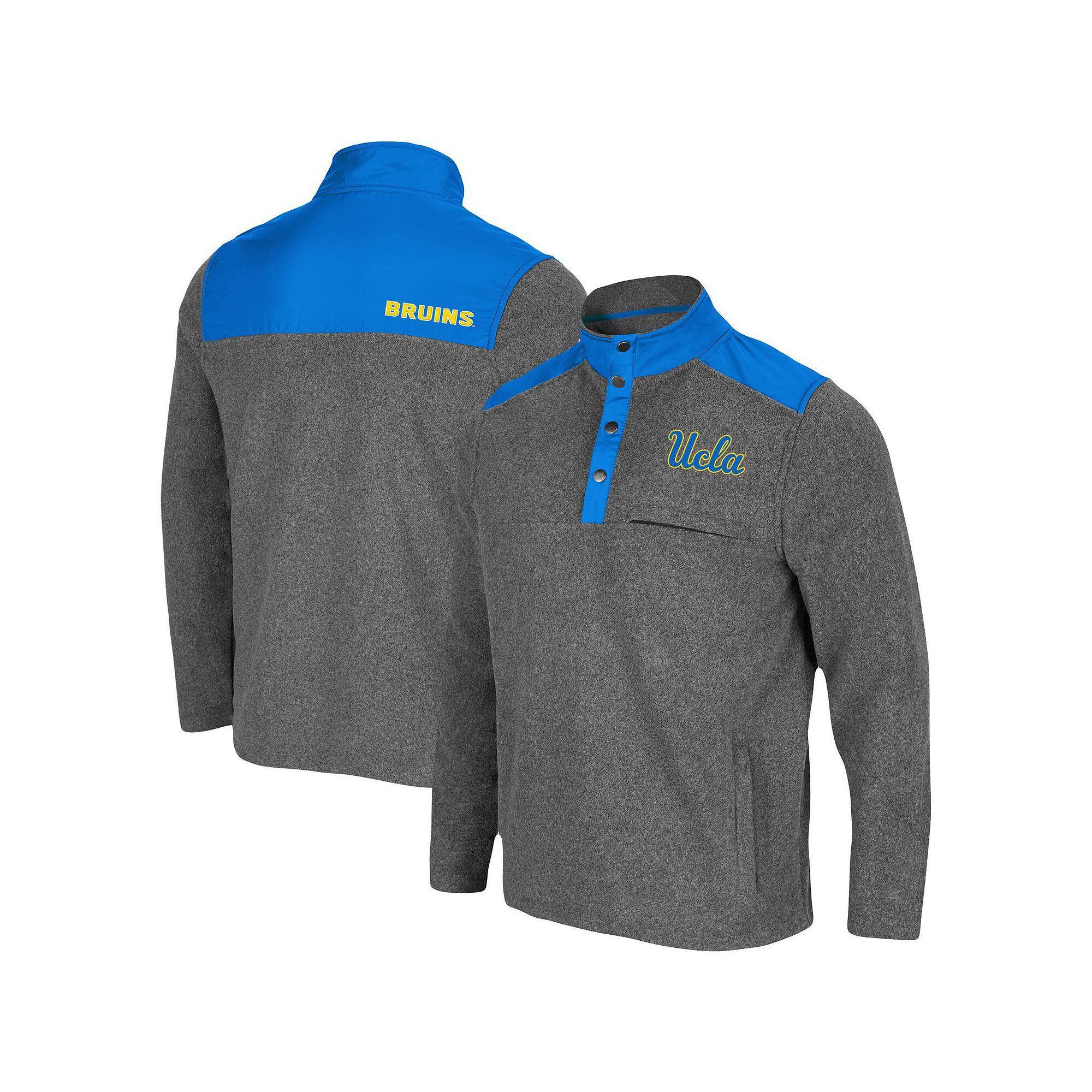 Men's Colosseum Heathered Charcoal/Blue UCLA Bruins Huff Snap Pullover, Size: XL Product Image
