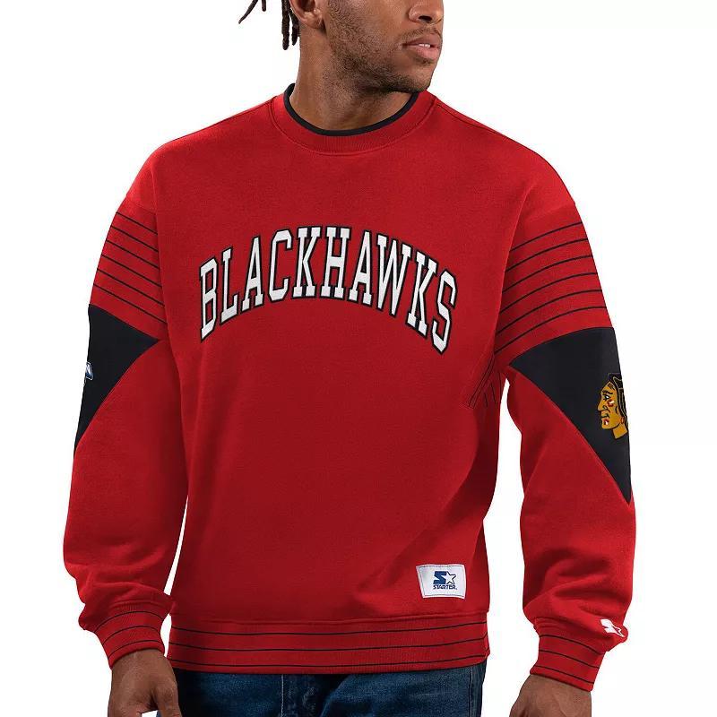 Mens Starter Chicago Blackhawks Faceoff Pullover Sweatshirt Product Image