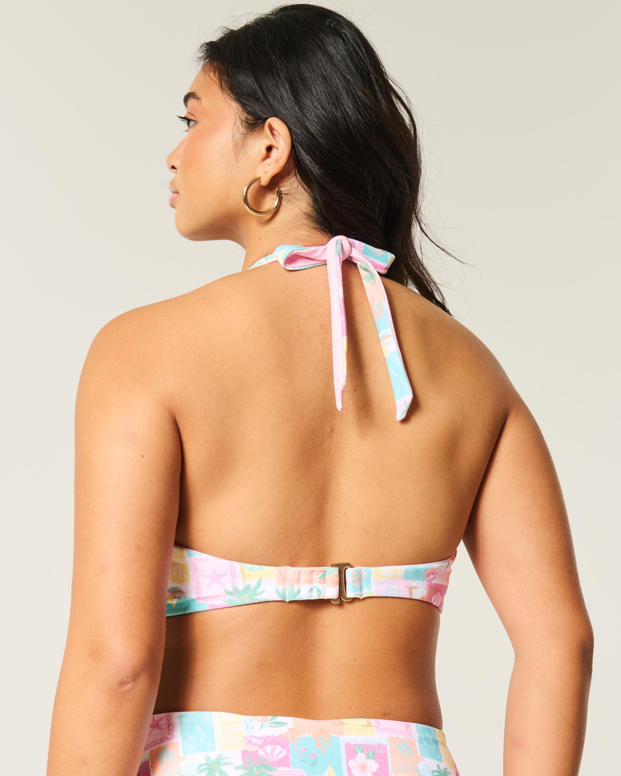 Curvy Reversible Halter Triangle Bikini Top Product Image