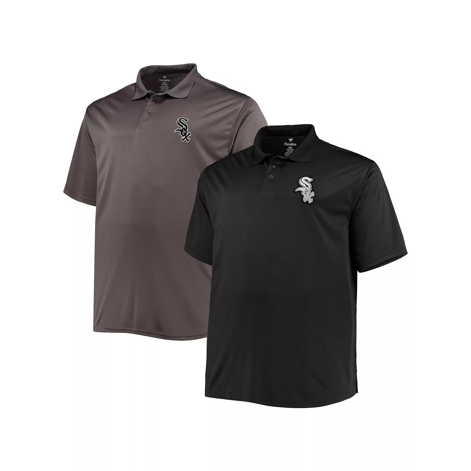 Men's Black/Charcoal Chicago White Sox Big & Tall Two-Pack Polo Set, Size: XLT Product Image