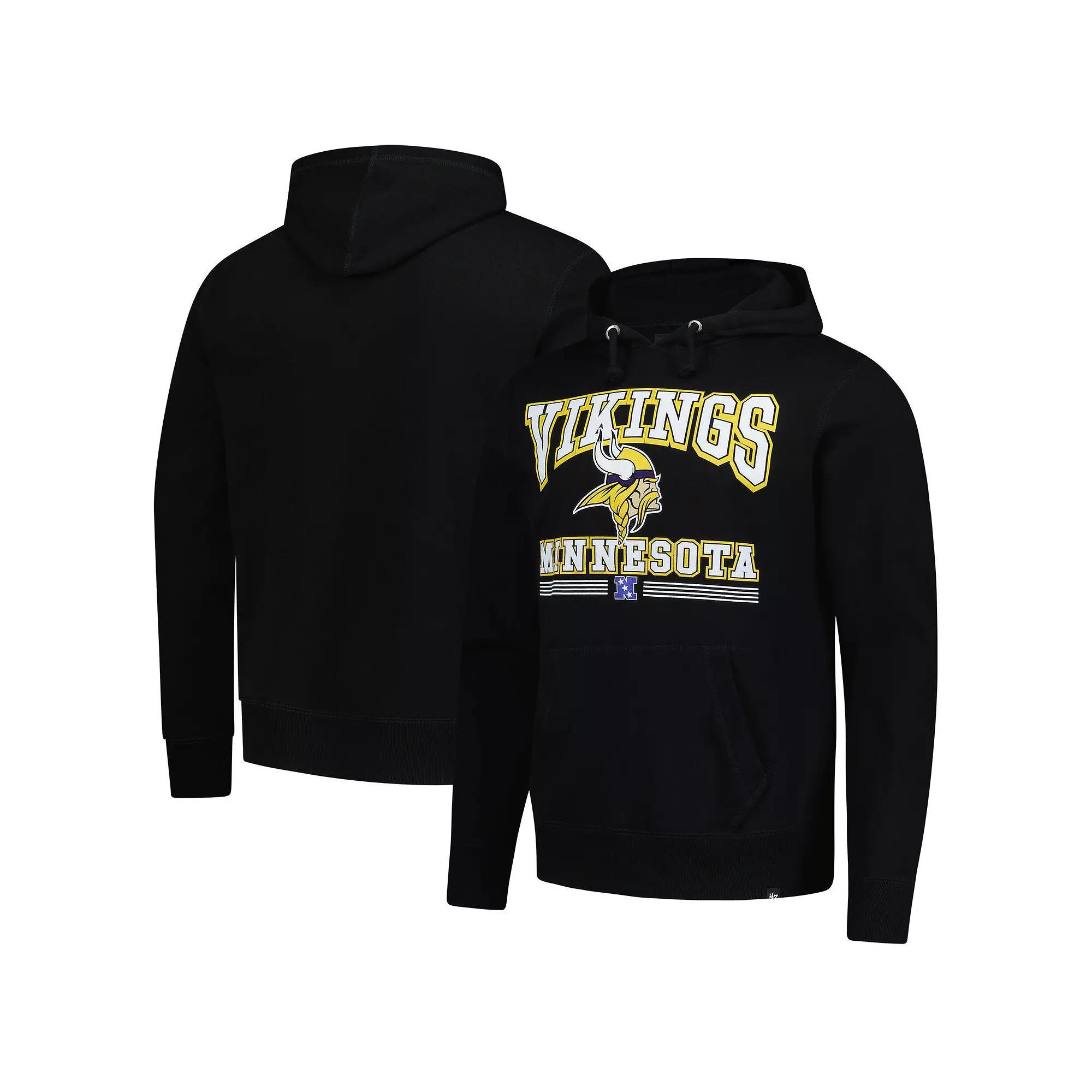 Men's '47 Black Minnesota Vikings Packed House Headline Pullover Hoodie,  Product Image