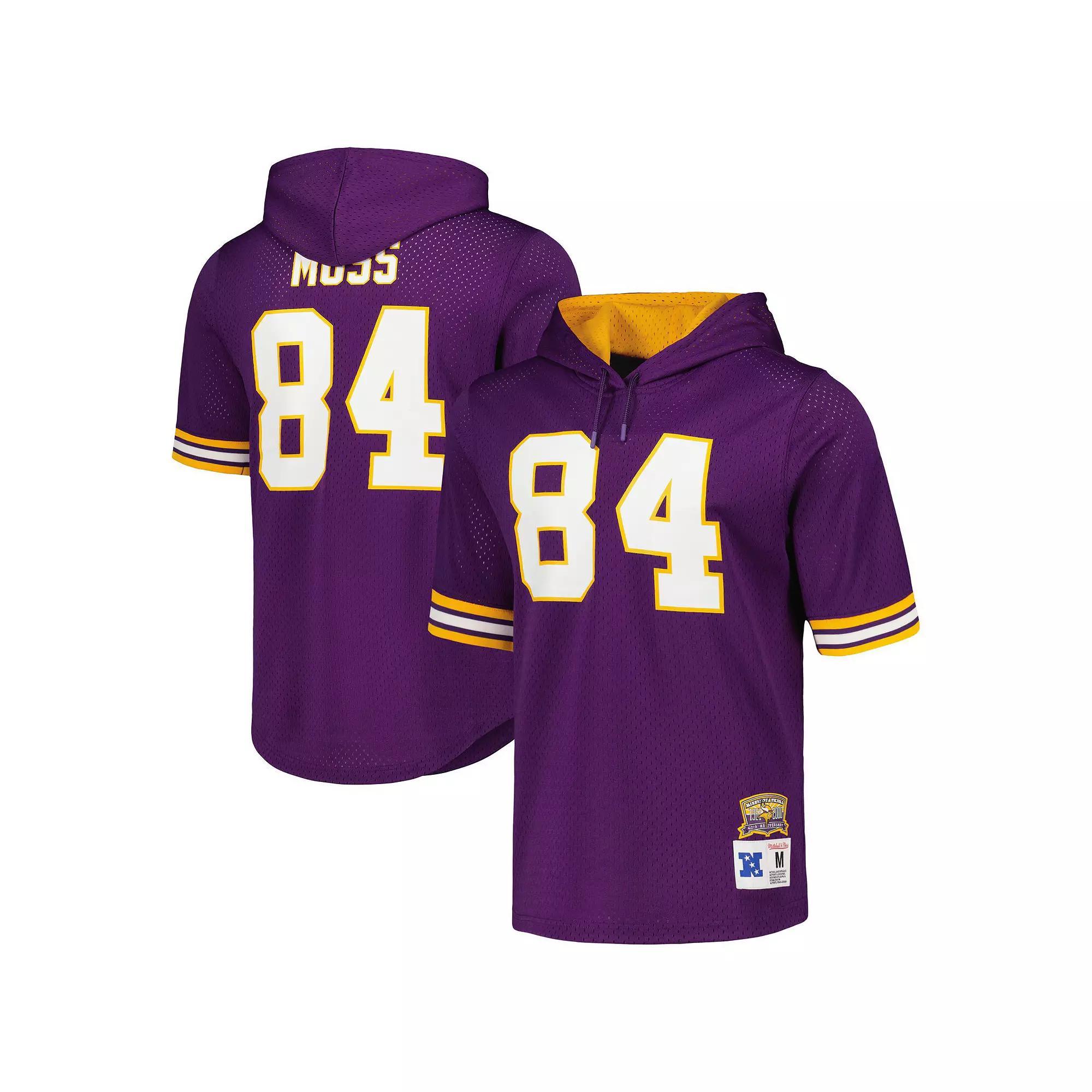 Men's Mitchell & Ness Randy Moss Purple Minnesota Vikings Retired Player Name & Number Mesh Hoodie T-Shirt,  Product Image