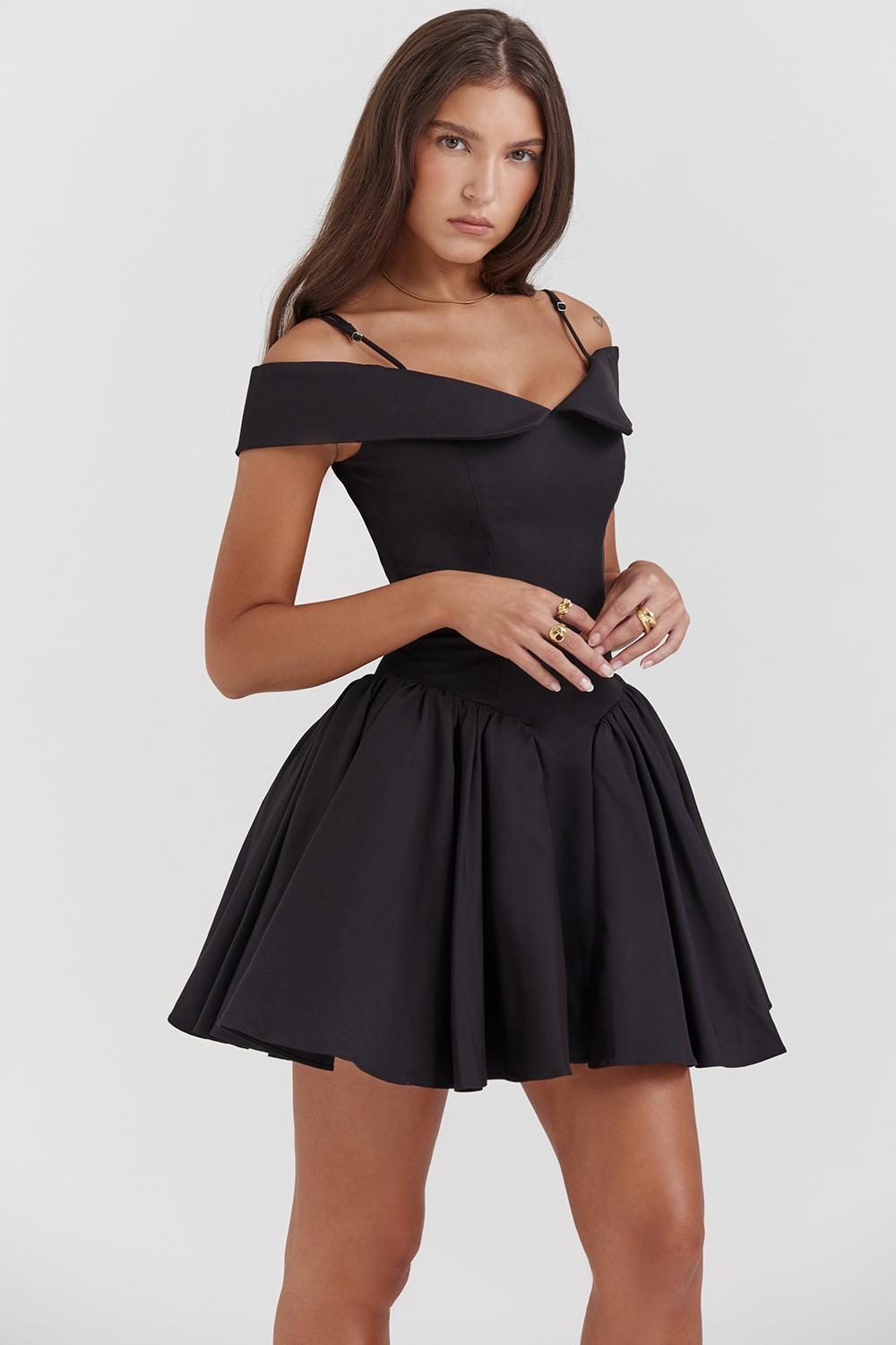 Elida Black Off Shoulder Mini Dress Product Image