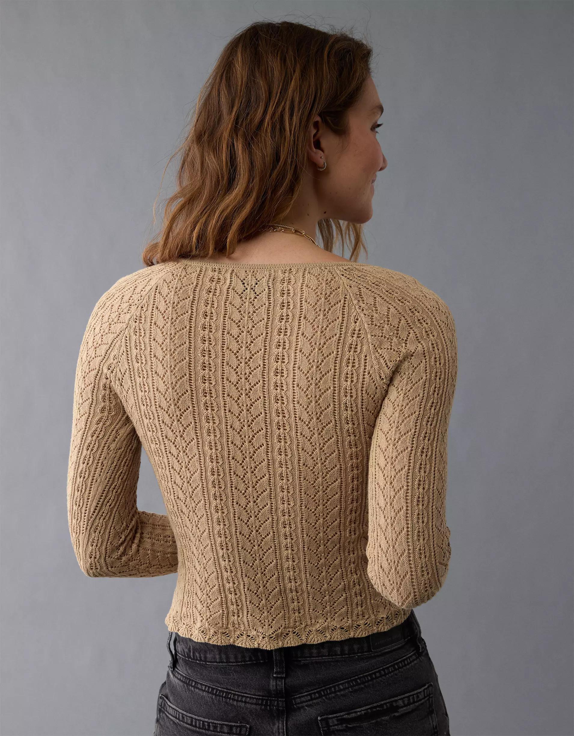 AE Square Neck Open Knit Sweater Product Image