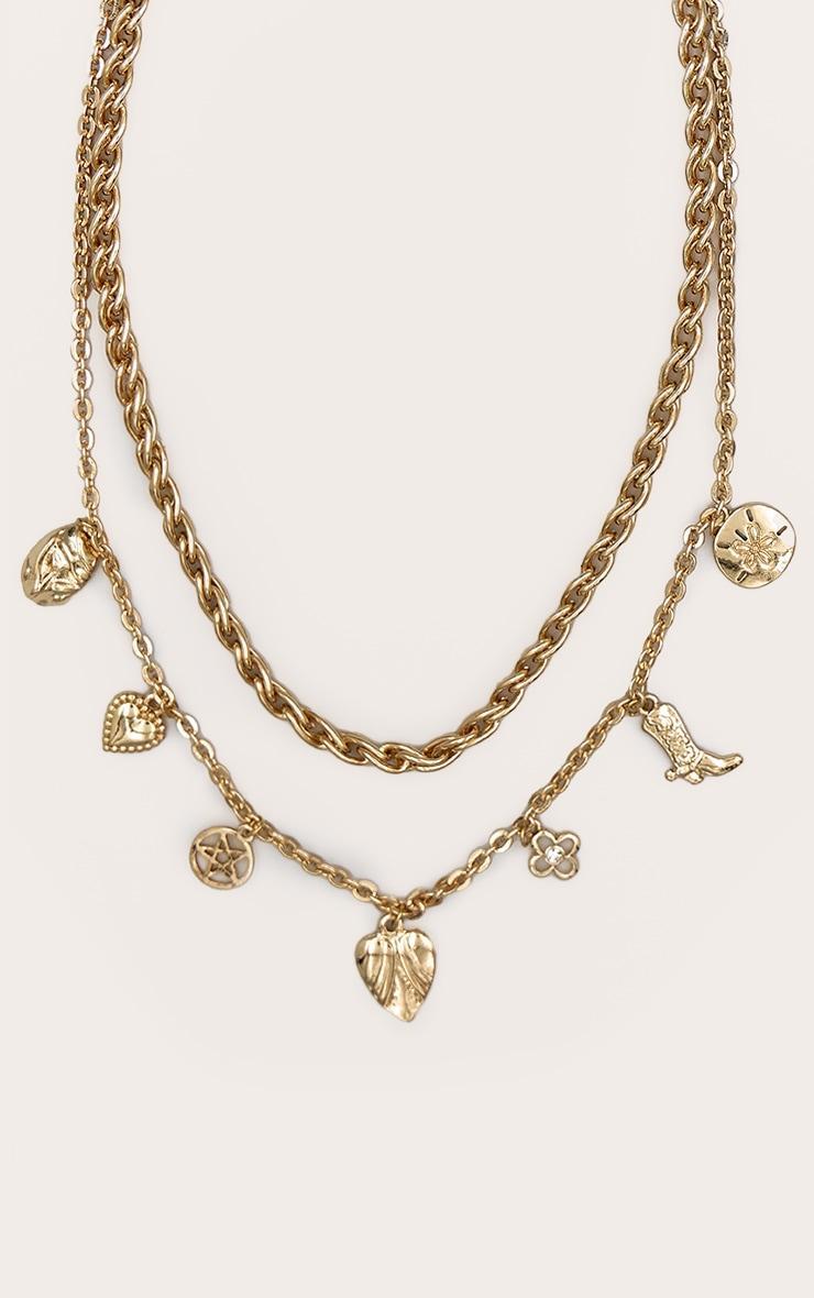 Gold Assorted Charm Layered Necklace Product Image