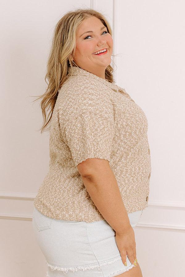 Latte Sippin Knit Button Up Curves Product Image