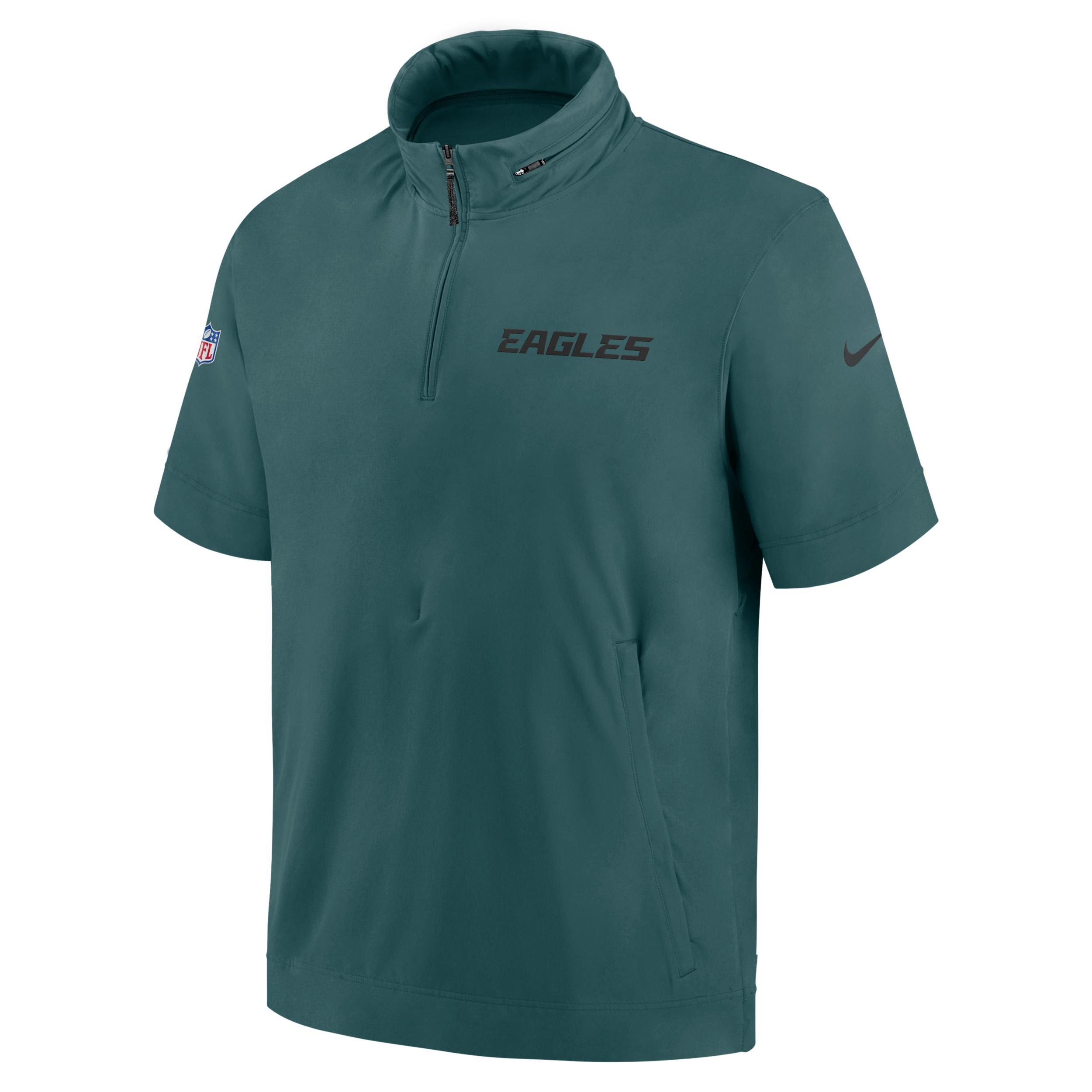 Philadelphia Eagles Sideline Coach Nike Mens NFL 1/2-Zip Short-Sleeve Hooded Jacket | 02EP141N86-3EW Product Image