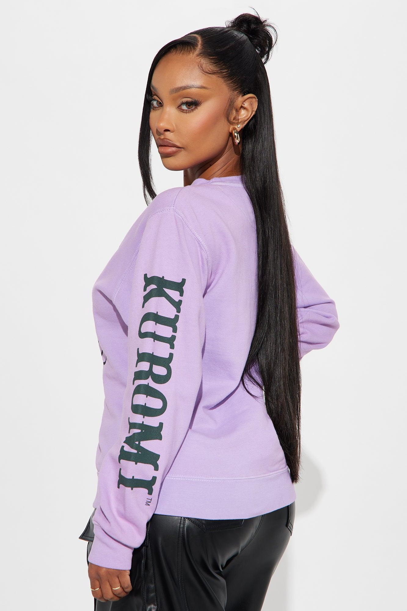 Kuromi Pitchfork Crew Neck Sweatshirt - Purple Product Image