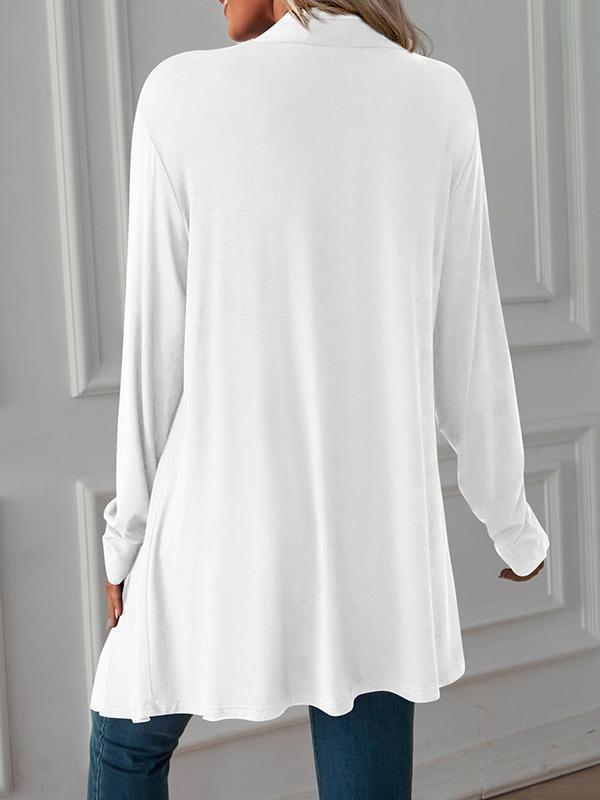 Long Sleeves Loose Solid Color Statement Collar Outerwear Product Image