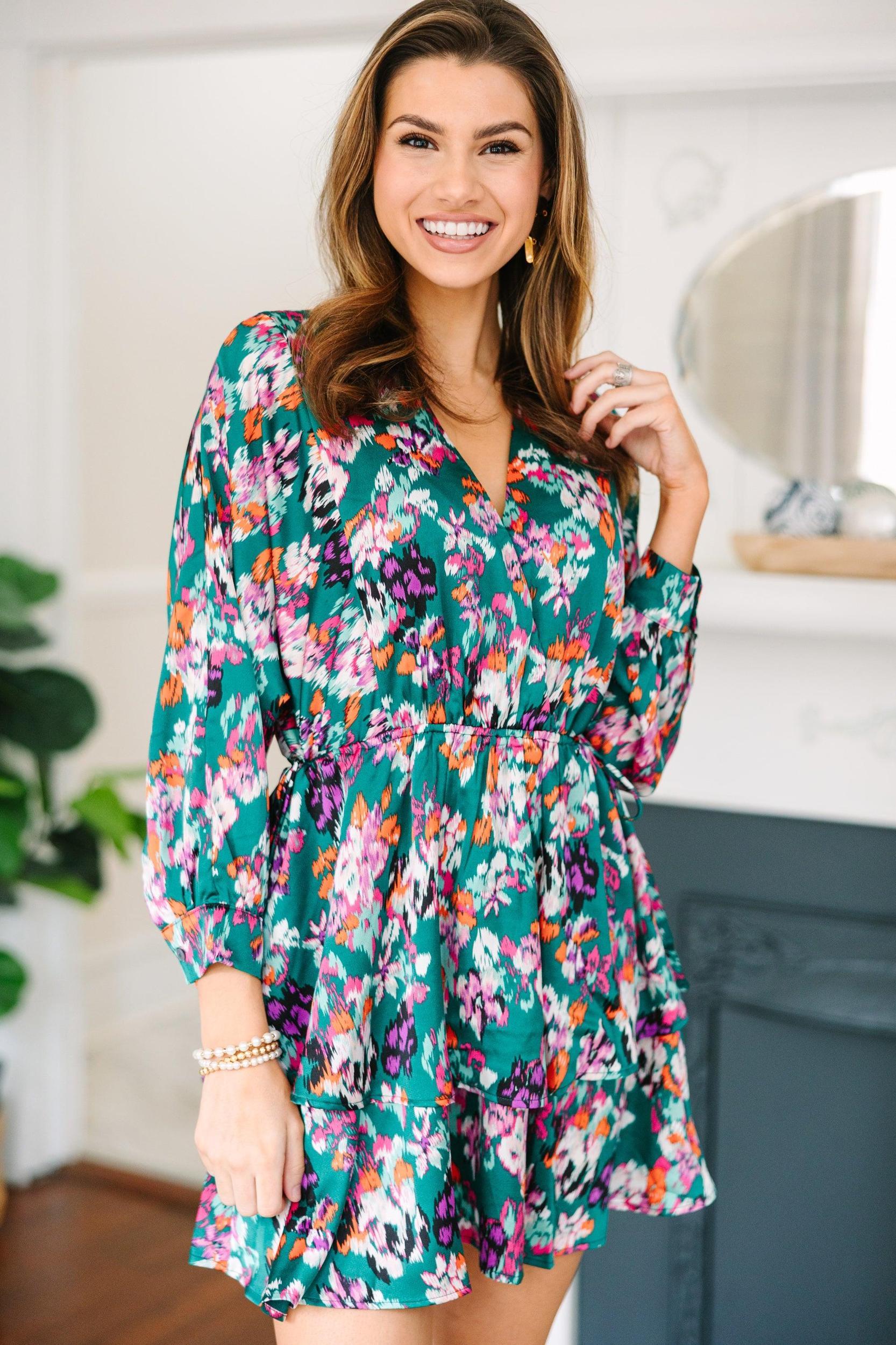 Mention You By Name Teal Green Abstract Dress Female Product Image