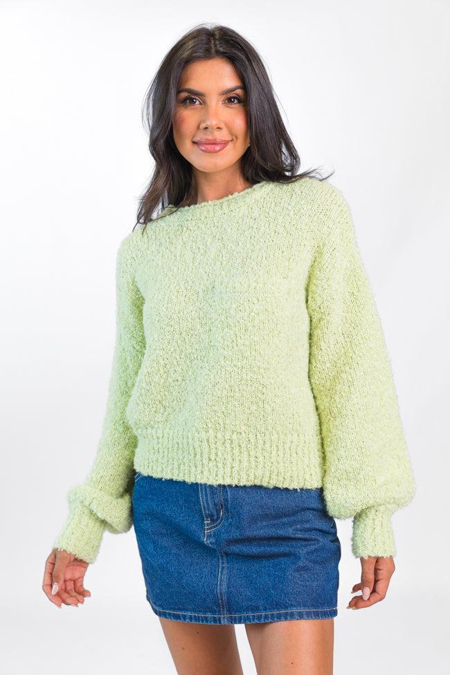 Longer Nights Lime Fuzzy Pocketed Sweater FINAL SALE Product Image