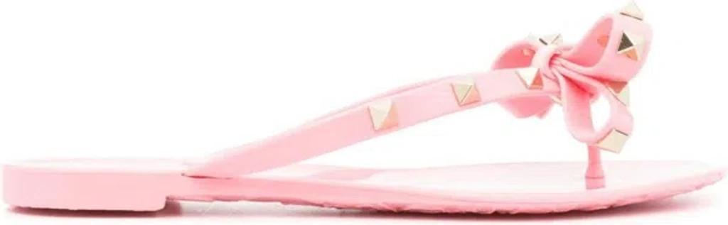 Women's Rockstud Rubber Thong Sandals In Pink Product Image