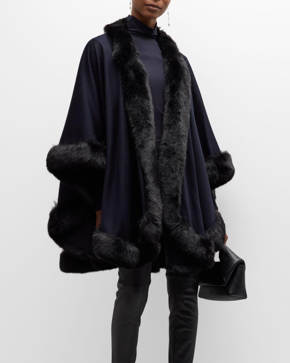 Womens Faux Fur & Cashmere U-Cape Product Image