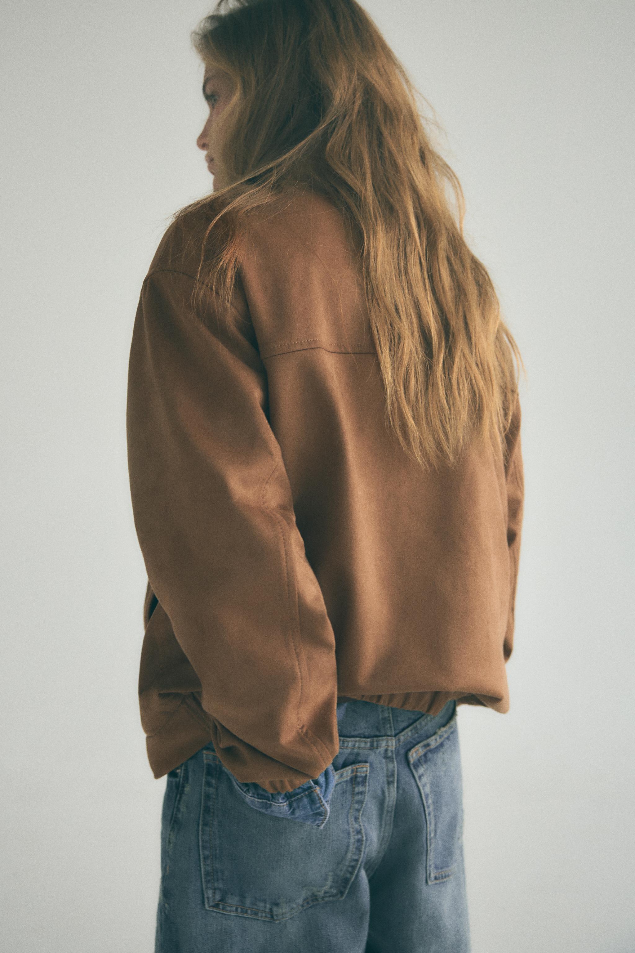 FAUX SUEDE BOMBER JACKET Product Image