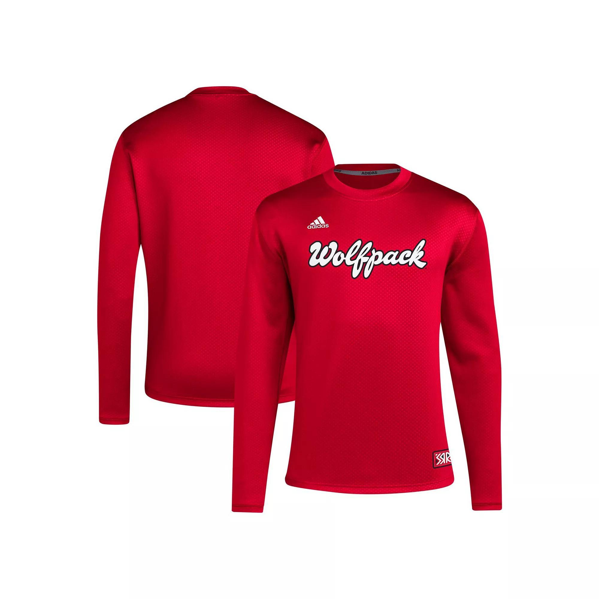Men's adidas Red NC State Wolfpack Reverse Retro Baseball Script Pullover Sweatshirt, Size: XL, Nst Red Product Image
