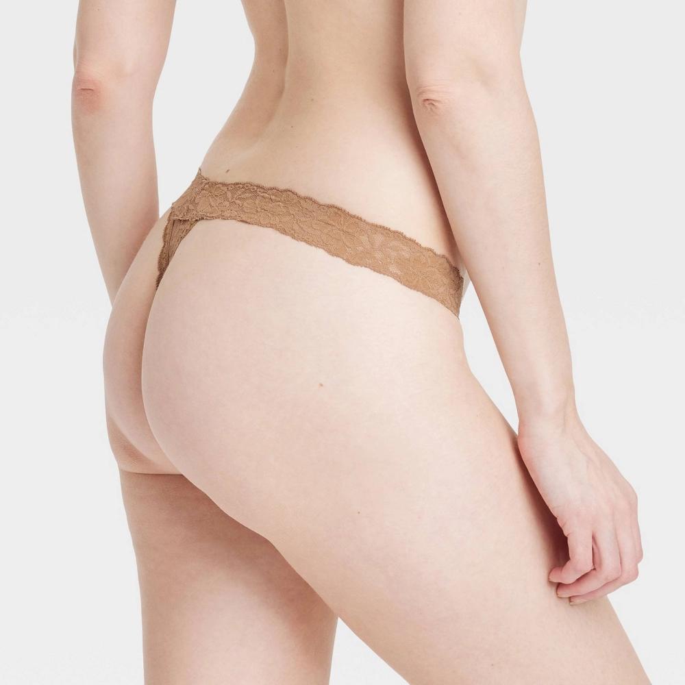 Womens Allover Lace Thong - Auden Camel XL Product Image