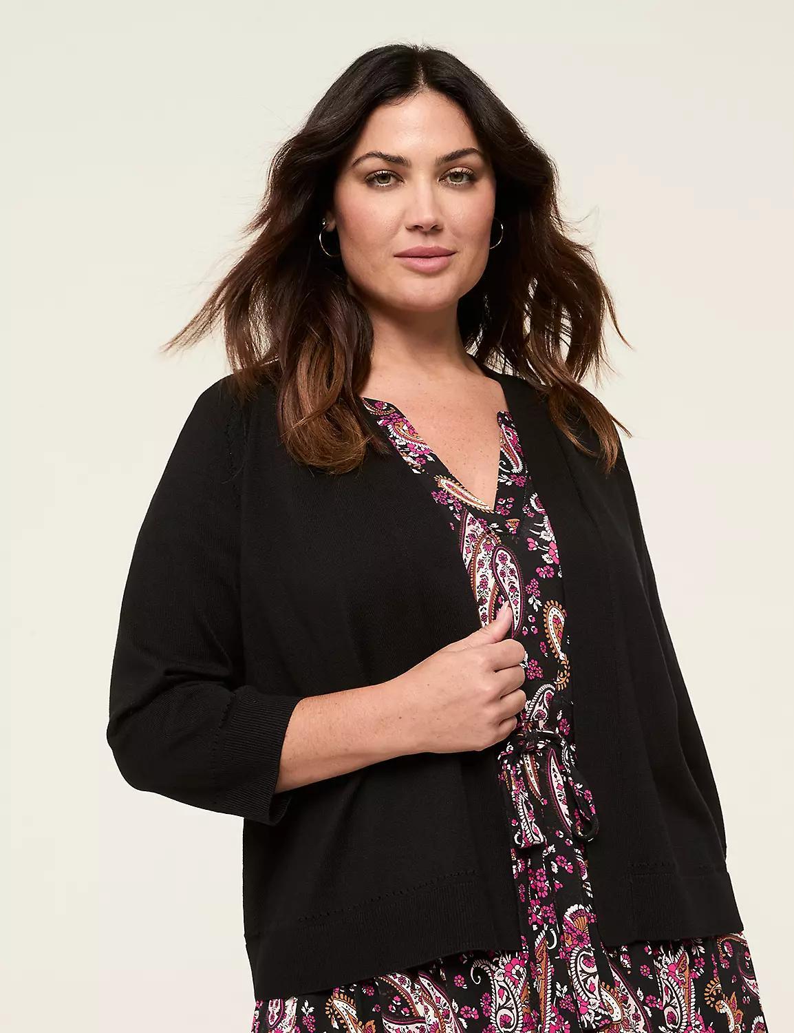 3/4-Sleeve Open-Front Shrug Product Image