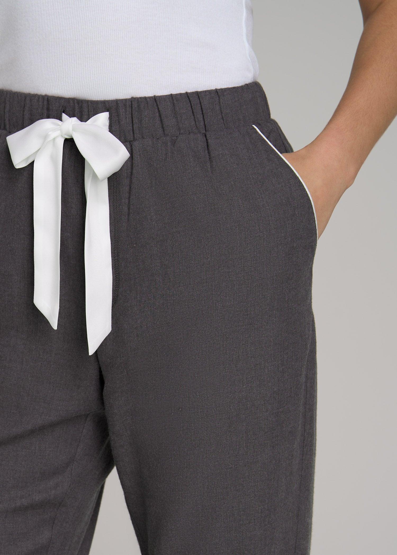 Open-Bottom Flannel Pajama Pants for Tall Women in Charcoal Flannel Female Product Image